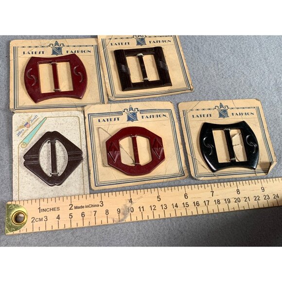 Vintage Art Deco Belt Buckles Set of 5 - Picture 5 of 6